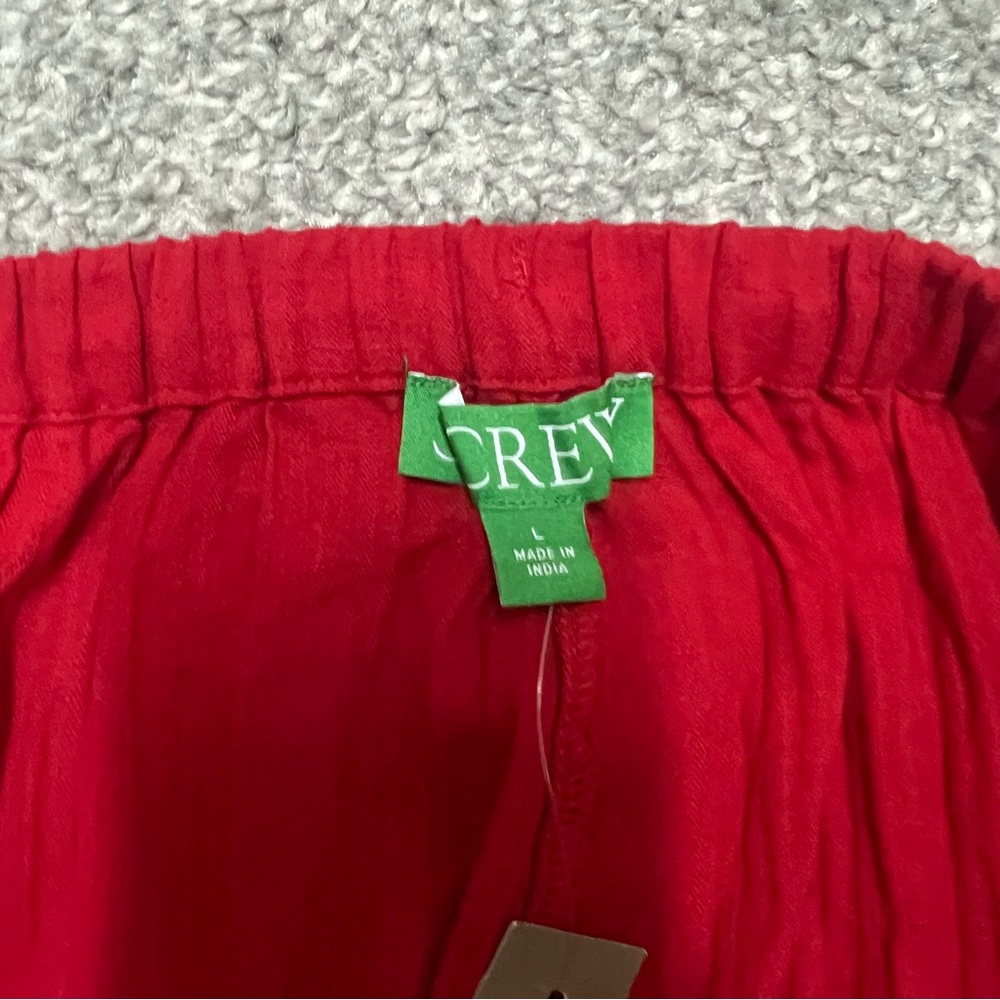 J Crew Relaxed Beach Pants Womens Large Red Airy Gauze BX630 Travel Cover Up NEW - Picture 6 of 11